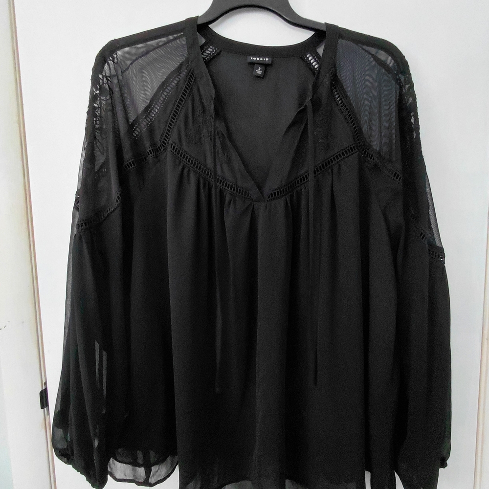 Torrid Elegant Black Sheer Blouse